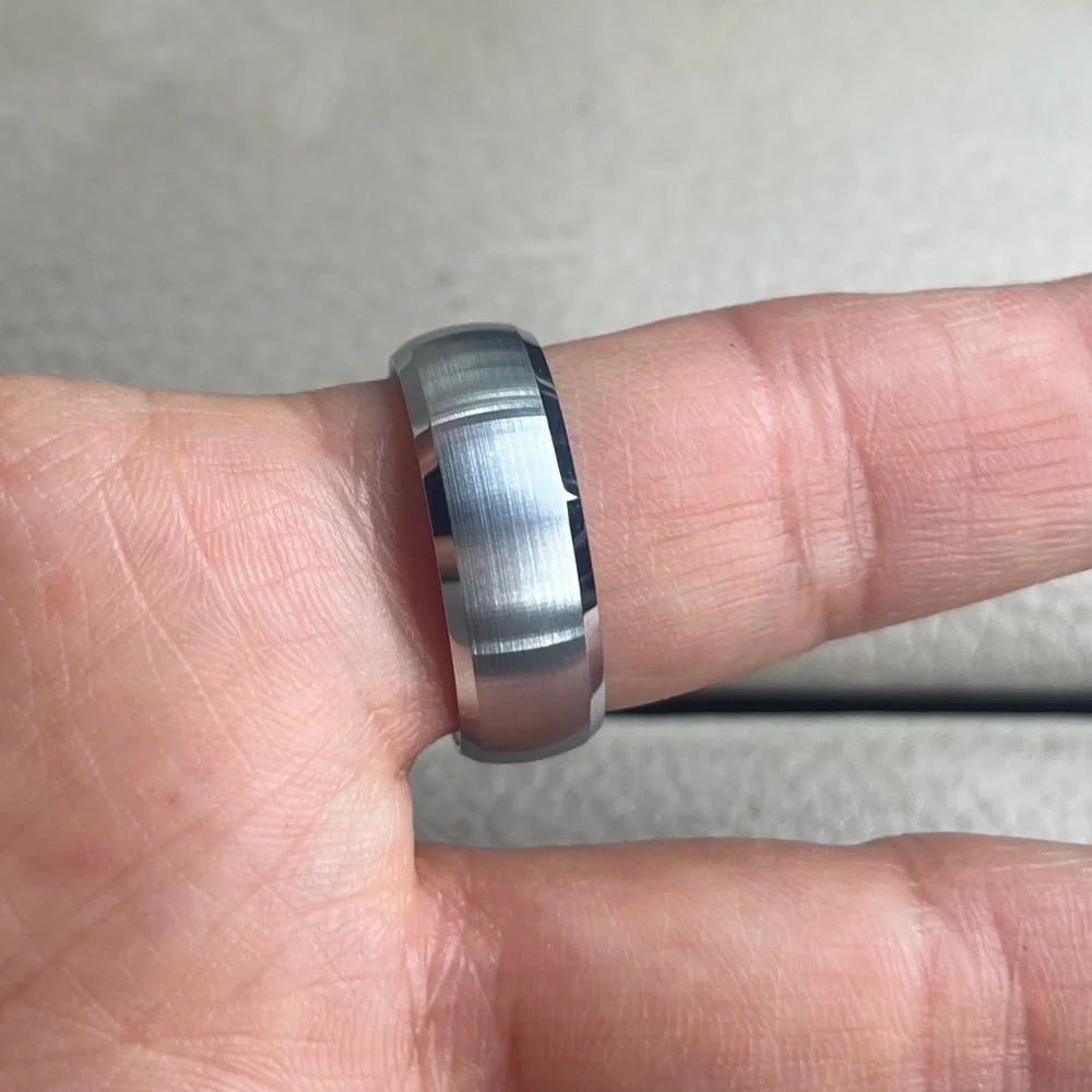 New dome 8mm CZ Tungsten Wedding Ring sizes 9 - 12